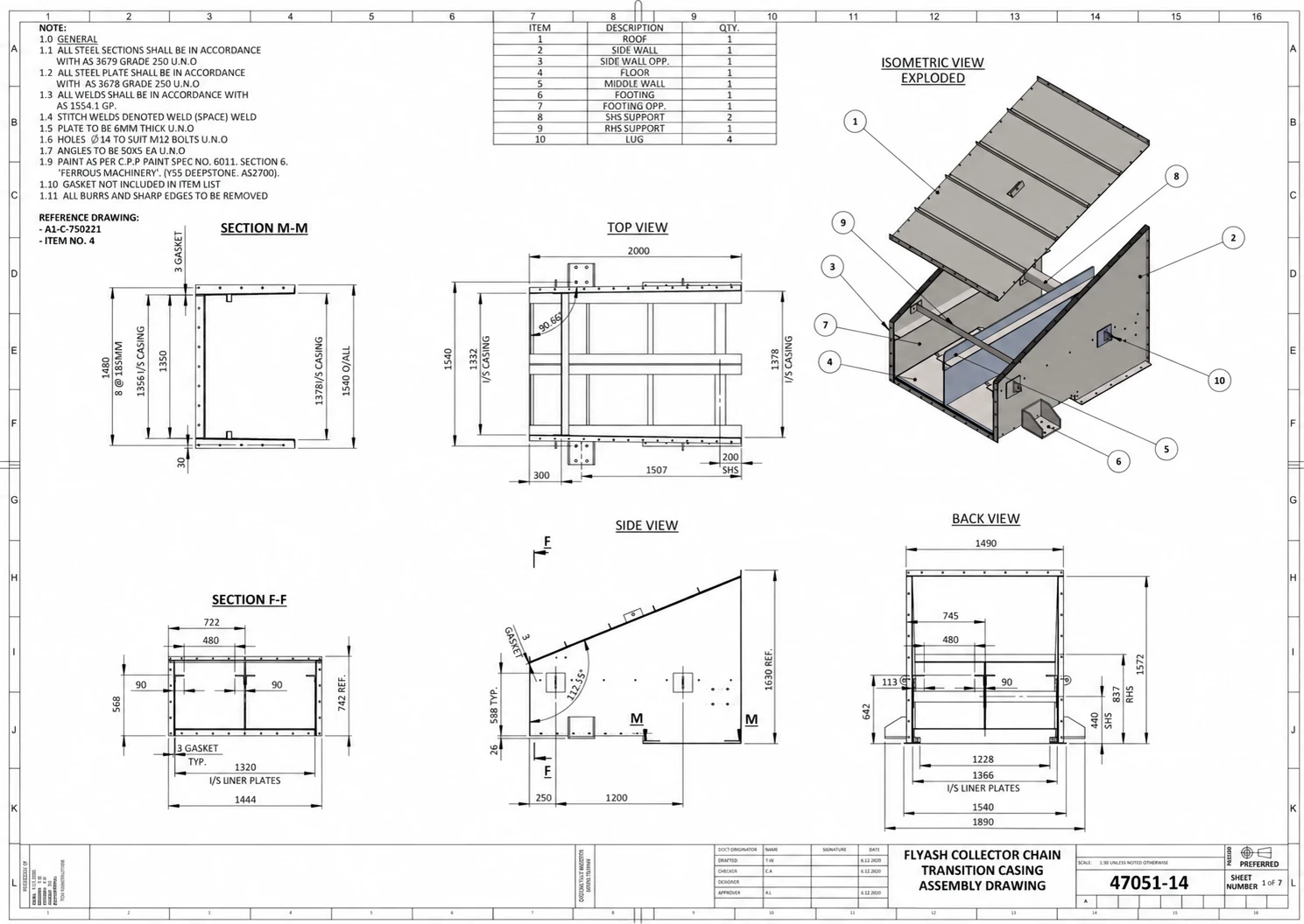 Fabrication drawing produced from site measurements.